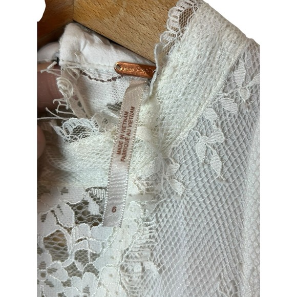 Free People Verushka Lace Mini Dress Ivory Size 6 Semi Sheer - Picture 7 of 12